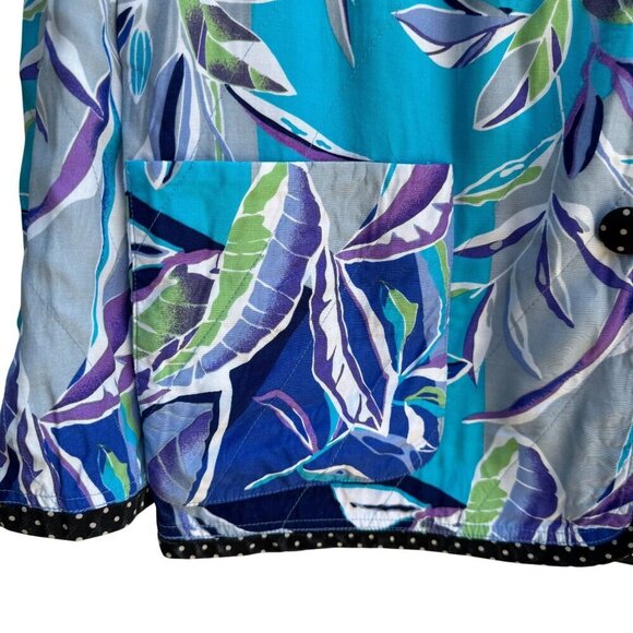 Koos Of Course Vintage Silk Womens Reversible Blue Floral Button Jacket Blazer S - Picture 9 of 11